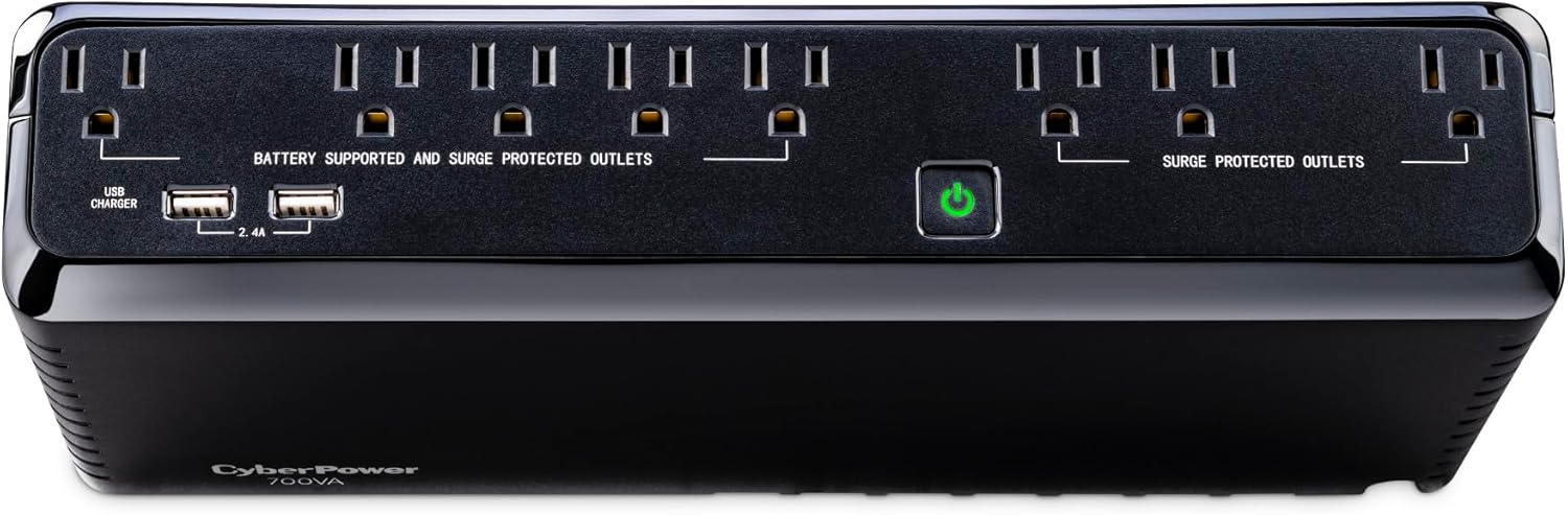SL700U Standby UPS Battery Backup and Surge Protector | Surge Protector, 700VA/370W, 8 Outlets, Slim Profile, UL