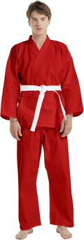Karate Uniform with Belt, Karate Gi Student Uniform for Kids Adults | 65% polyester 35% cotton, 7.2 oz, includes