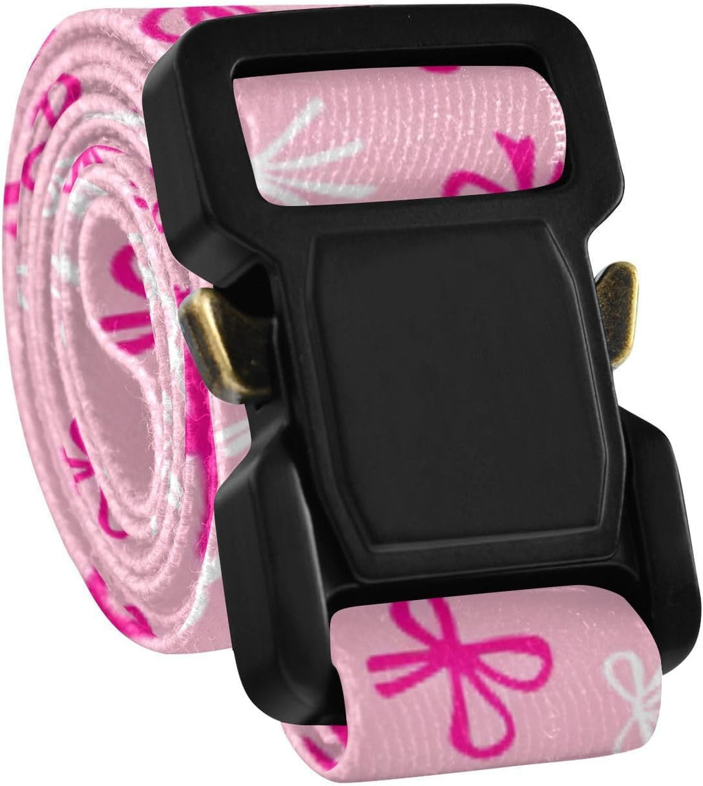 Bow Tie Adjustable Kids Elastic Belts, Girls Boys Stretch Waist Belt with Aluminum Alloy Buckle