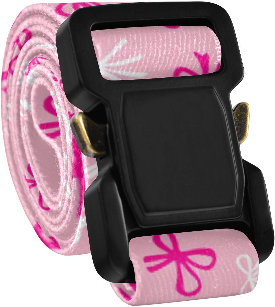 Bow Tie Adjustable Kids Elastic Belts, Girls Boys Stretch Waist Belt with Aluminum Alloy Buckle