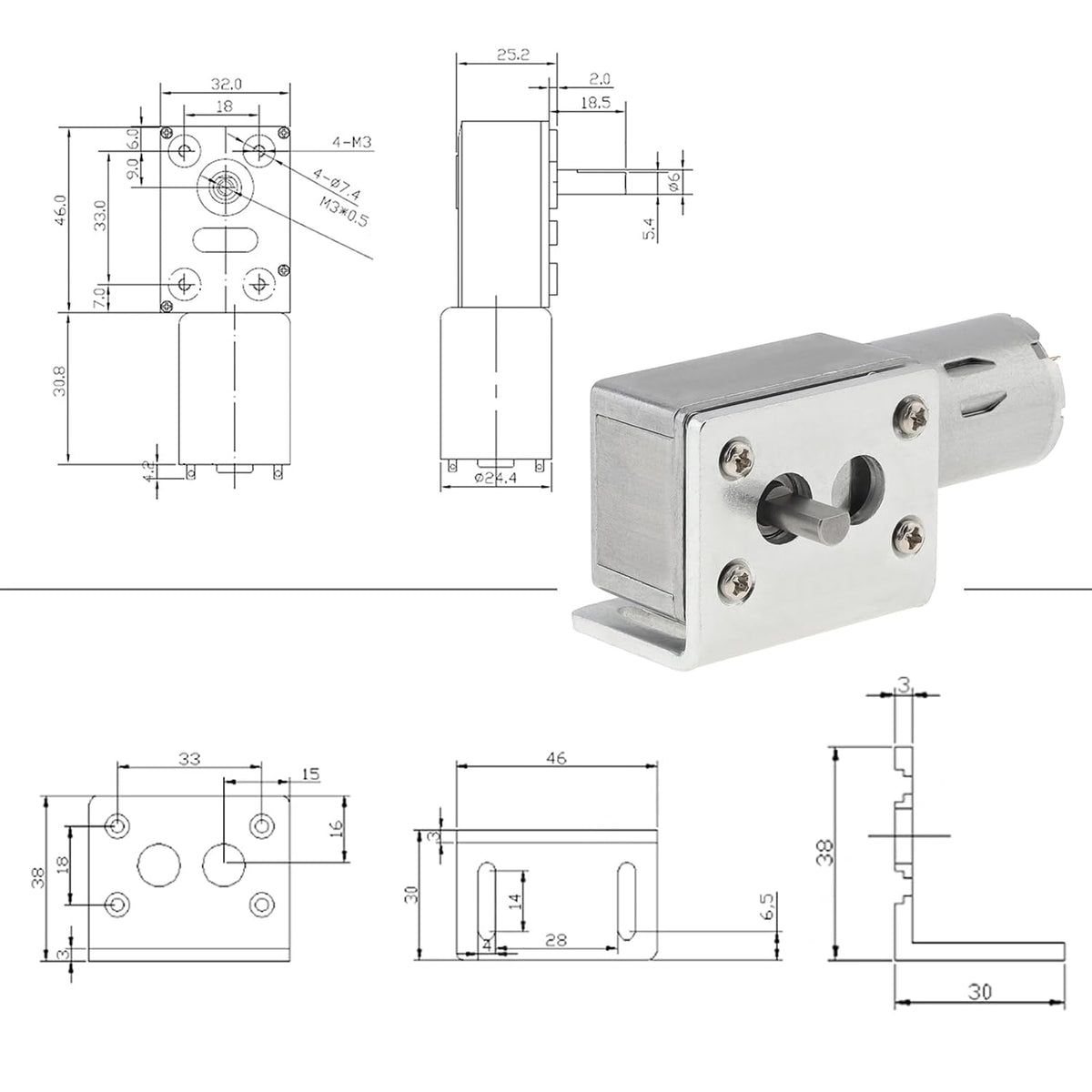 Worm Gear Motor DC 12V 10RPM Electric High Torque Rotation Motor