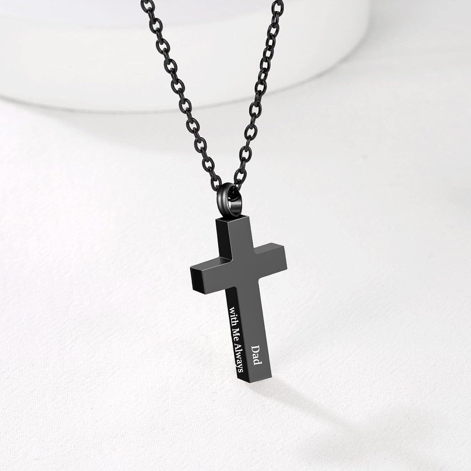 Cremation Jewelry Black Cross Urn Necklaces for Ashes for Women Men Human Ashes with Me Always Memorial Keepsake Pendant