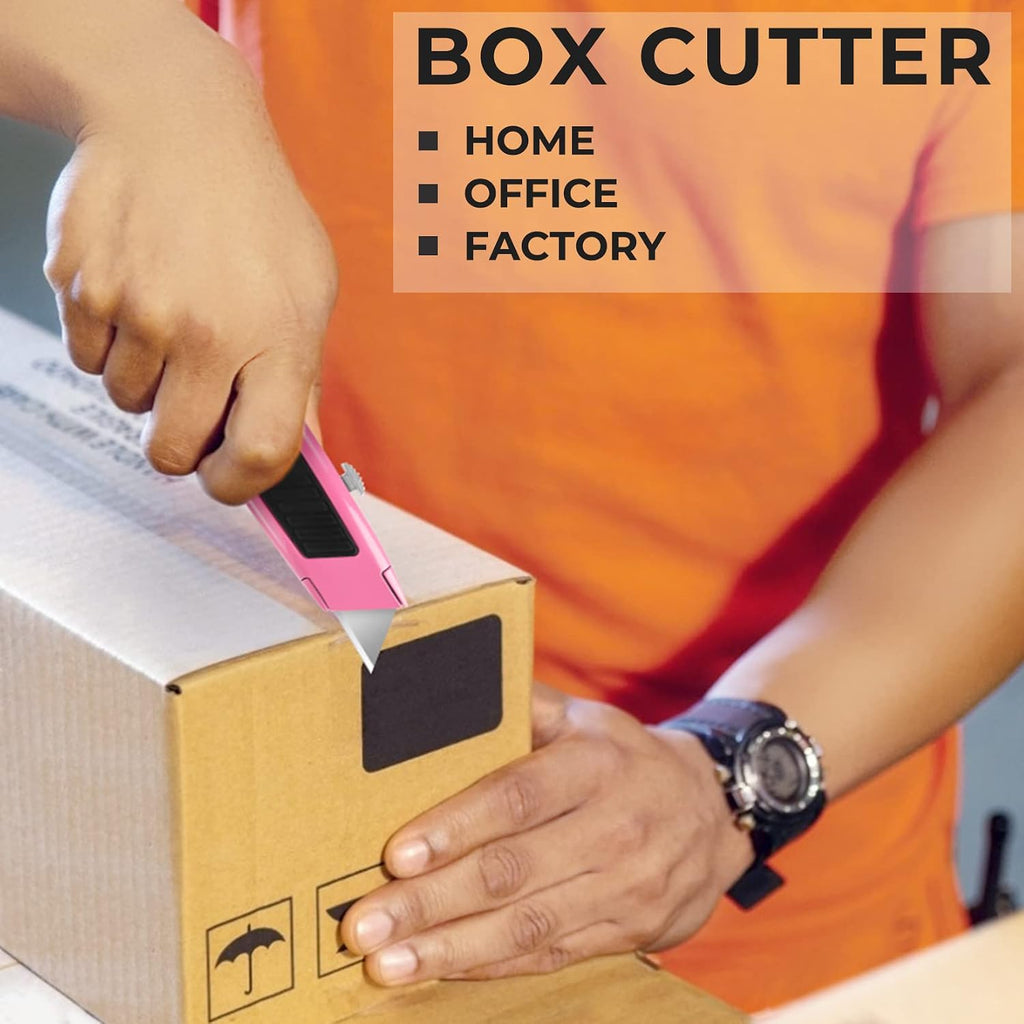 Box Cutter, 2 Pack Pink Utility Knife, Razor Knife, Box Opener