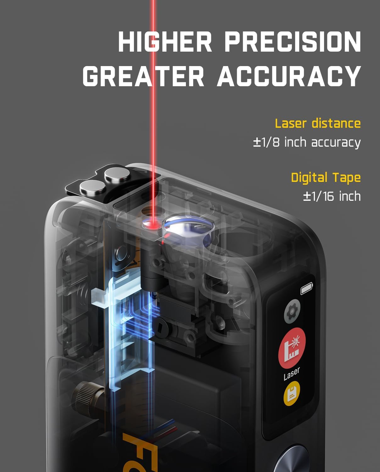 A10 Pro 2-in-1 Digital Laser Tape Measure with HD IPS Color Display, 165Ft Rechargeable Laser Measurement Tool &