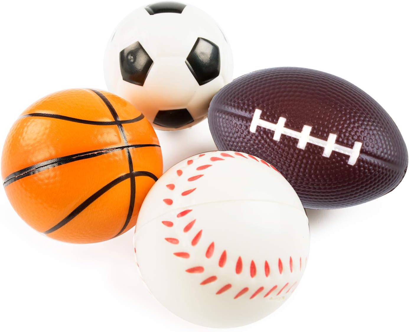 Mini Foam Sports Balls 24 Pack for Kids Adults Mini Baseball Football Basketball Soccer Stress Toy Game Party Decoration