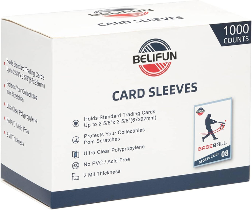 1000ct Soft Trading Card Sleeves - Clear Penny Sleeves, Toploaders for Trading Cards, Card Protector Sleeves for