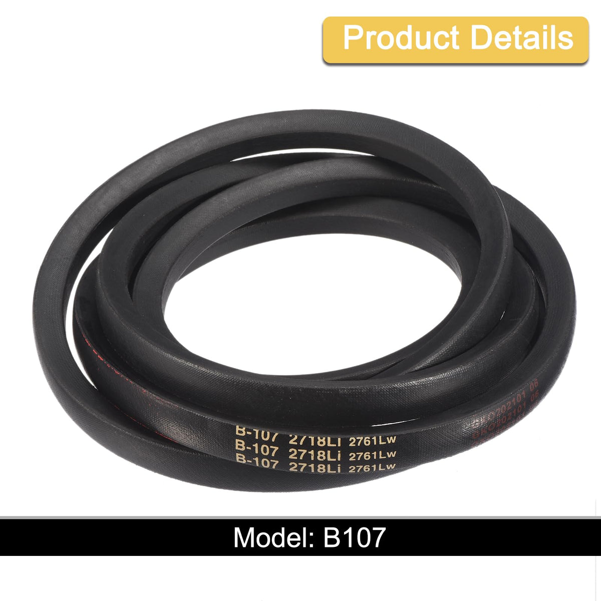 uxcell 3 Pack B107 Classic Wrapped V-Belt, 110" Outside Circumference, Black