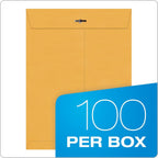 9 x 12 Clasp Envelopes, Clasp and Gummed Closures for Storing or Mailing, Extra Heavy-Duty 32 lb Kraft Paper, 100 per