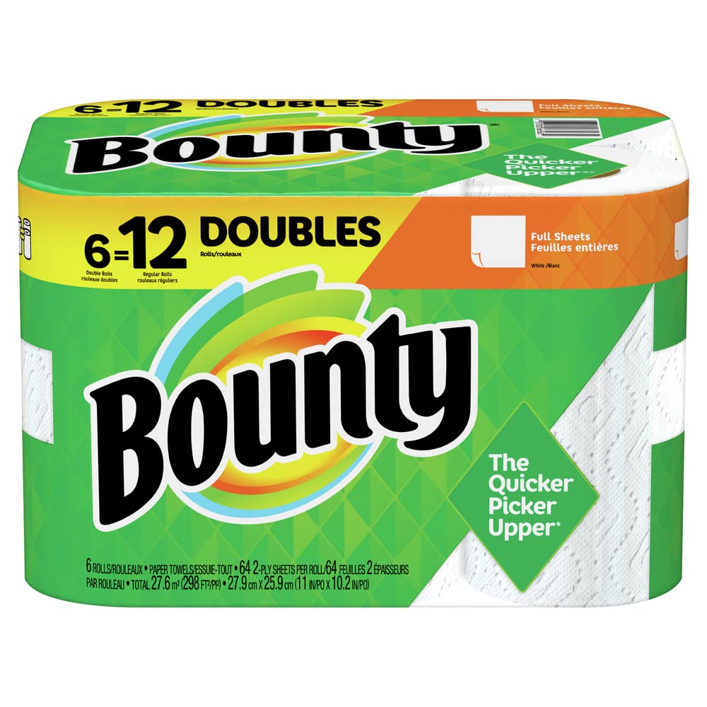 Full Sheet Paper Towels, White, 6 Double Rolls = 12 Regular Rolls