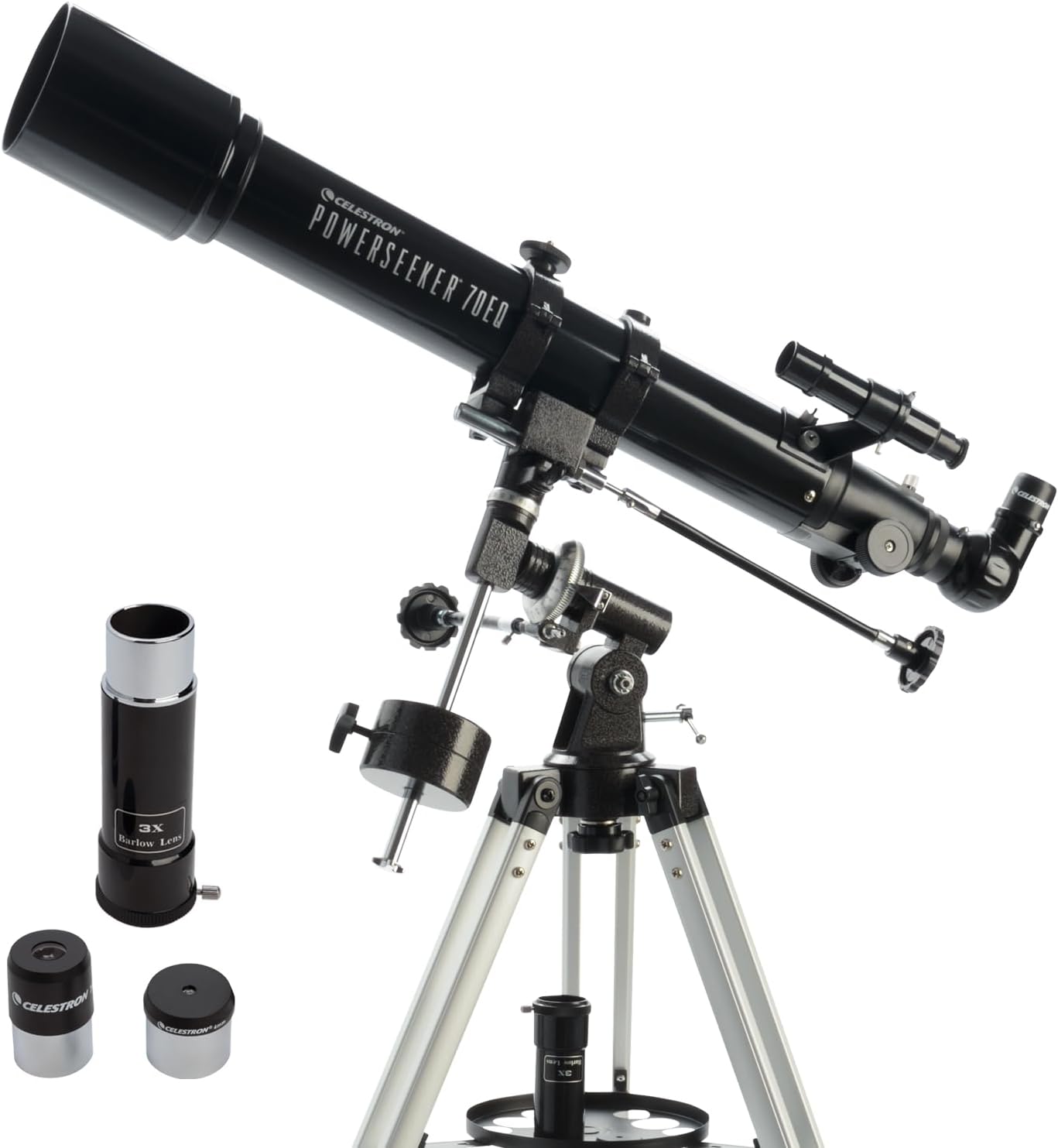 PowerSeeker 70EQ Refractor Telescope for Family Stargazing | Lightweight Refractor, Crisp Moon & Planet Views, Grab