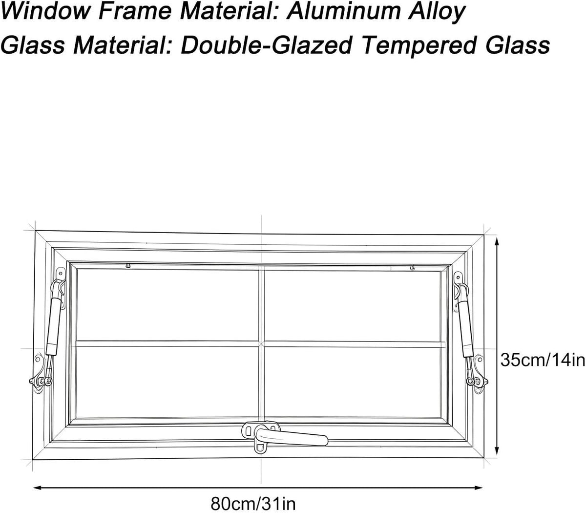 Aluminum Basement Hopper Window with Tempered Glass, Shed Windows