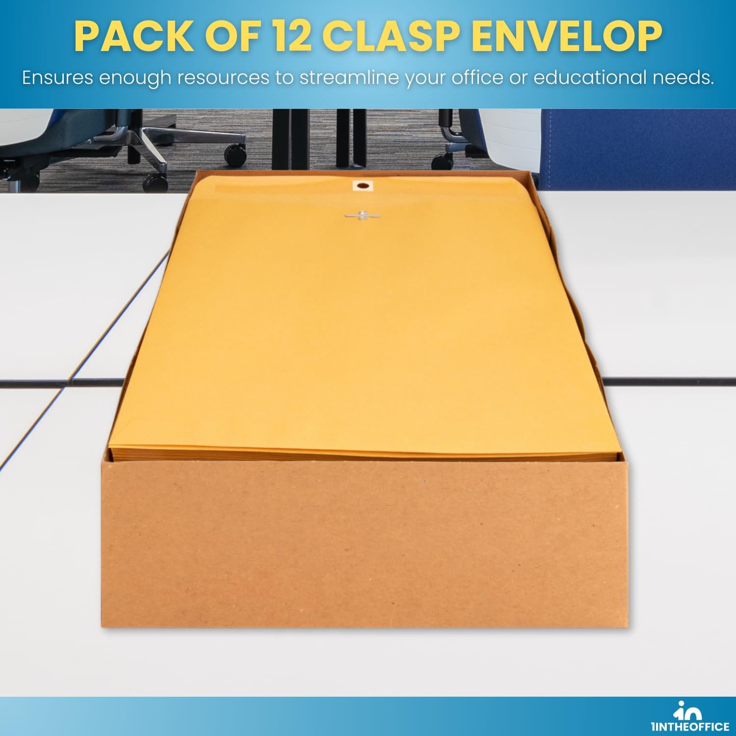 Clasp Envelopes 10x13, Large Mailing Envelopes, Catalog Envelopes, Clasp Closure & Gummed Seal, Brown, 12 Pack