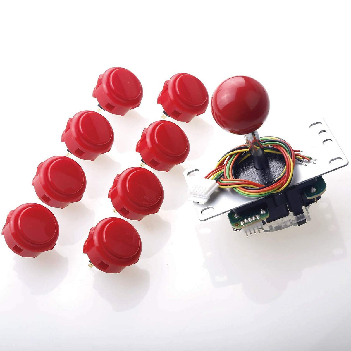JLF-TP-8YT Joystick + Sanwa 8 pcs OBSF-30 Push Button Bundle Kit Color : Red - for Arcade Game 4 & 8 Way Adjustable