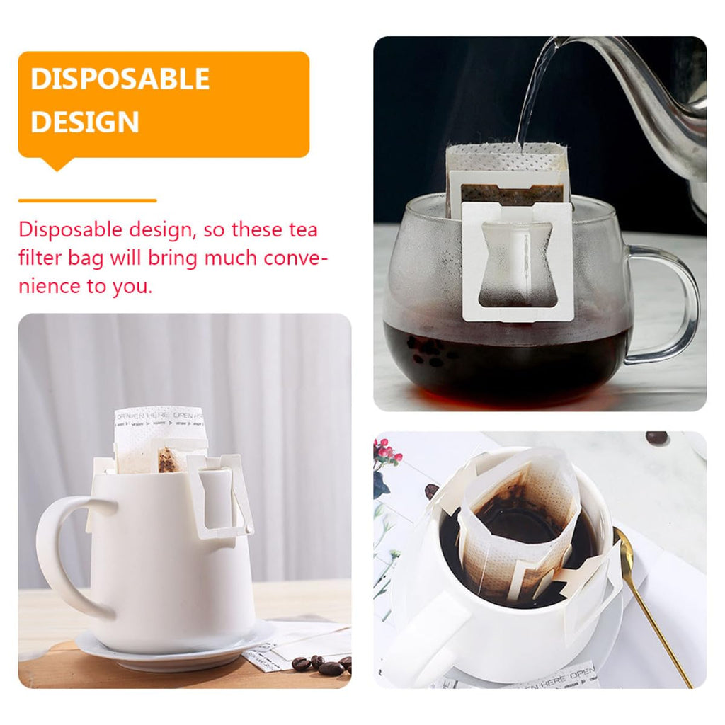 50pcs Hanging Ear Drip Coffee Filter Bags for Cups, Non Woven White