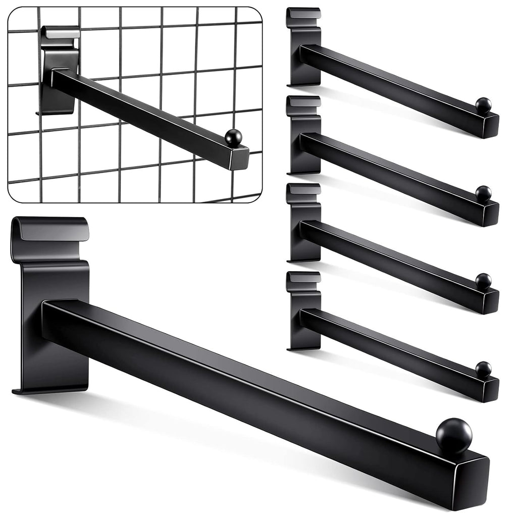 Black Gridwall Hooks 12 Inch Heavy Duty Grid Wall Hangers, 5 Pcs | Display Peg Hooks, Slat Wall Accessories for