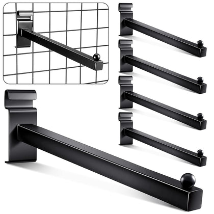 Black Gridwall Hooks 12 Inch Heavy Duty Grid Wall Hangers, 5 Pcs | Display Peg Hooks, Slat Wall Accessories for