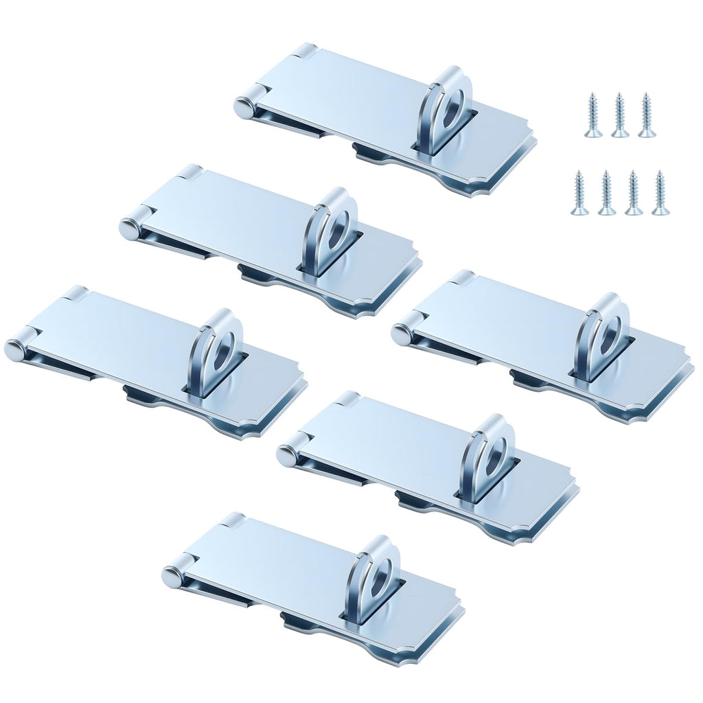 6 Pack Door Padlock Locks Hasp Latch, 3-1/2 inch Safety Packlock Clasp Hasp Lock Latch,Extra Thick Door Gate Lock