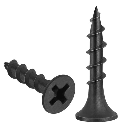 260pcs #6 × 1 inch Drywall Screws, Black Wood Screws, Coarse Thread Sheetrock Screws, Phillips Head Drive, High