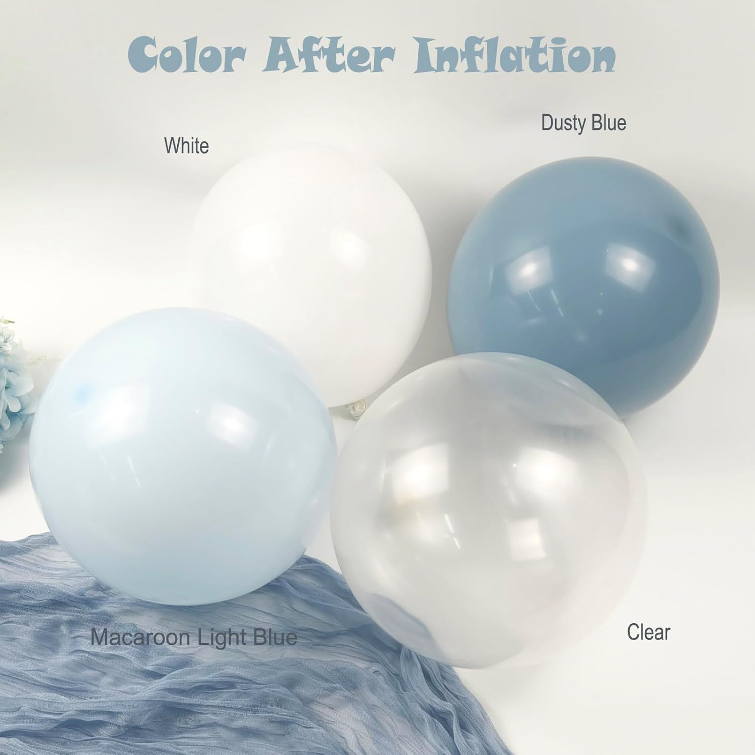 Dusty Blue Balloon Arch Kit 126 Pcs Light Blue and White Balloon Arch Garland Kit Include Macaron Balloons for