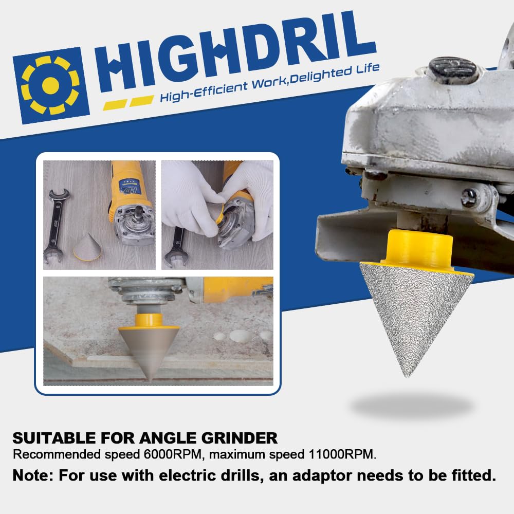 HIGHDRIL 2"Diamond Beveling Chamfer Bits for Marble Porcelain Tiles Granite