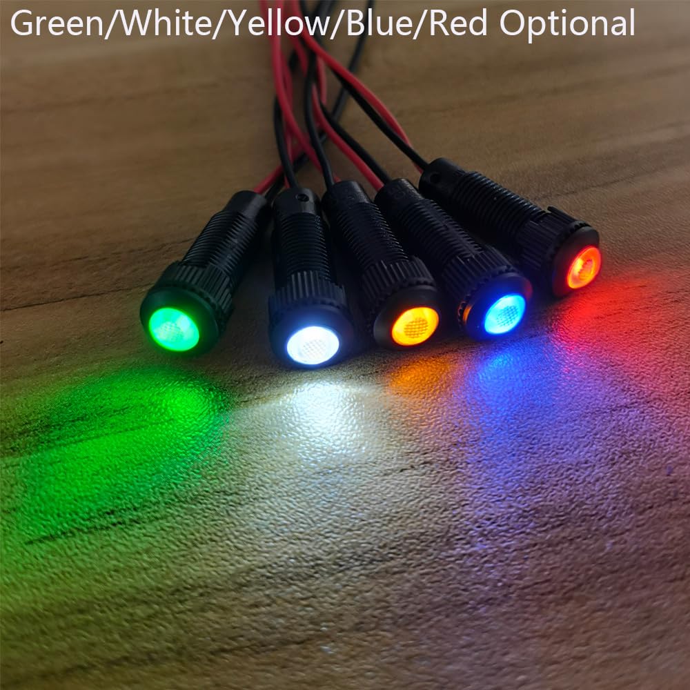 Gebildet 8pcs Blue LED Indicator Pilot Light AC/DC 12-24V Mounting Hole Size 8mm(Flame Retardant Plastic Shell)