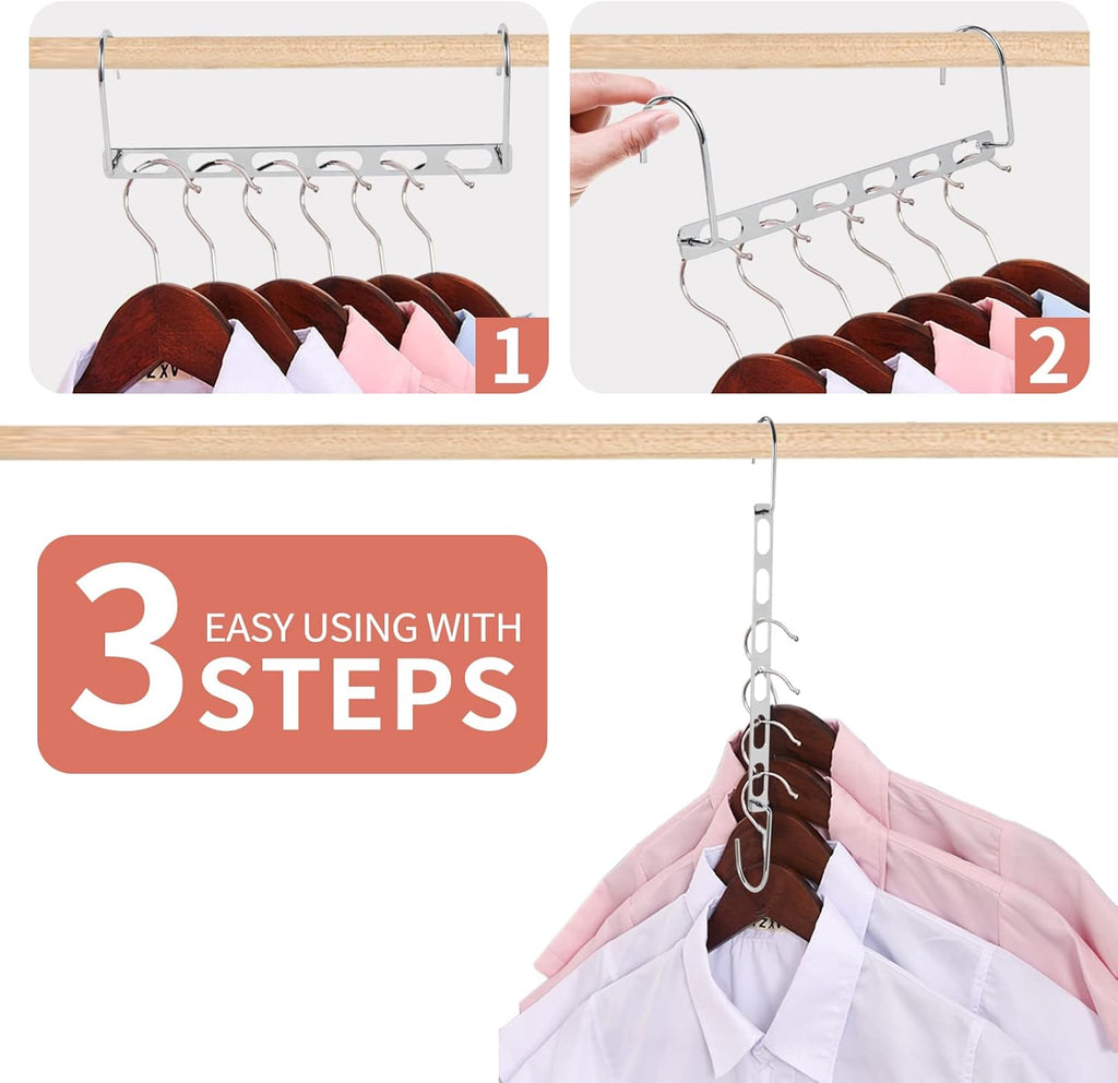 Space Saving Hangers for Clothes, 10 Pack Hanger Organizer Space Saver, Magic Metal Collapsible Closet Organizers