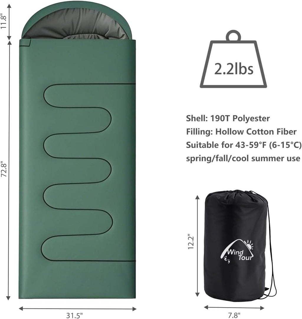 3 Season Lightweight Waterproof Sleeping Bag Indoor & Outdoor for Hiking Backpacking Camping Traveling
