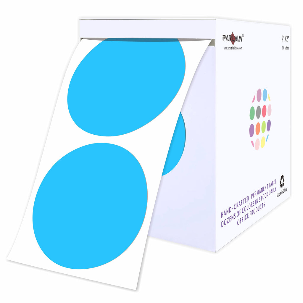 2" Sky-Blue Color-Code Circle Dot Labels in Dispenser Box, 500 Stickers