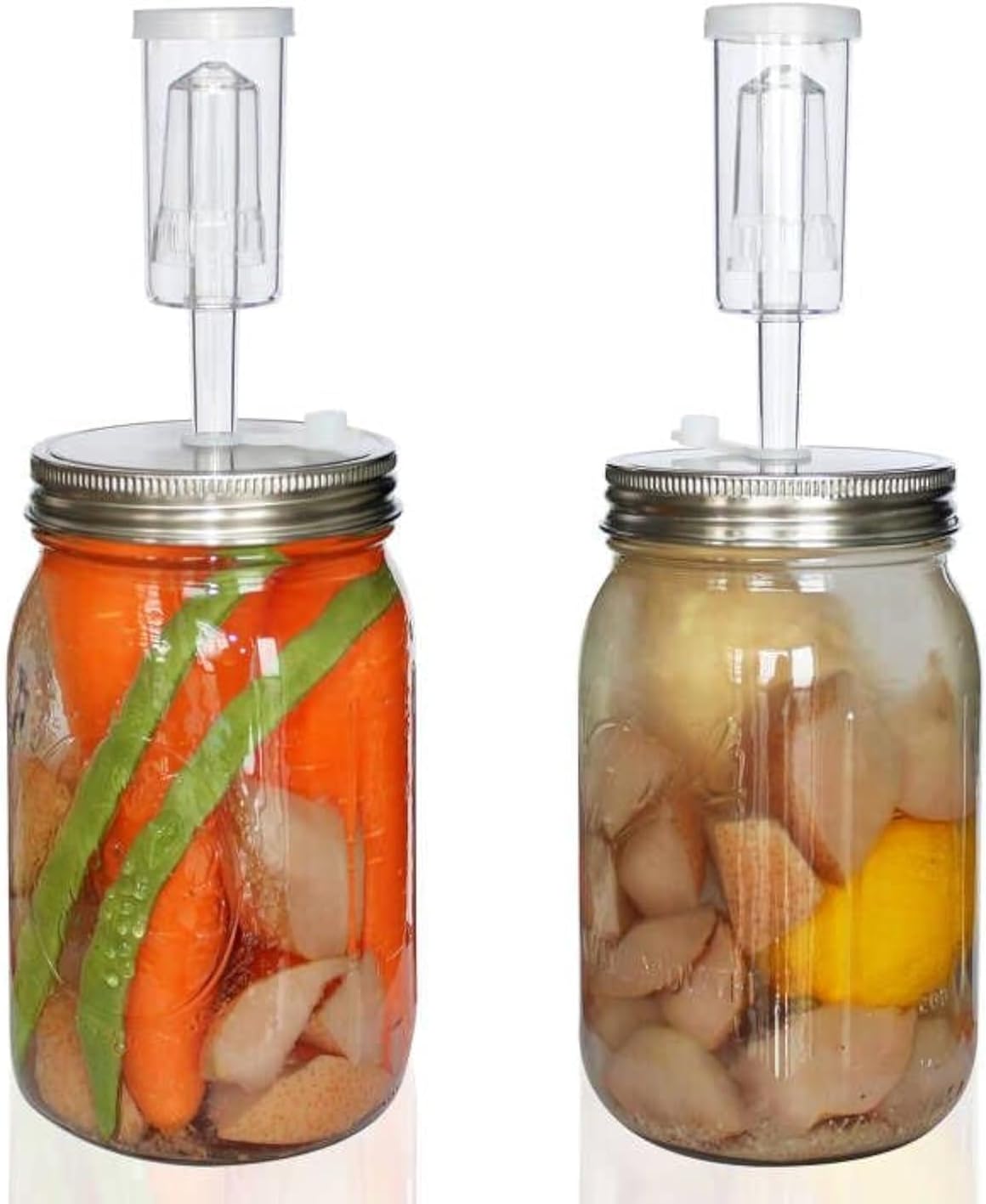 Stainless Steel Fermenting Lids & Airlocks for Wide Mouth Mason Jar | Fermentation Lids 2 set: Fermenter