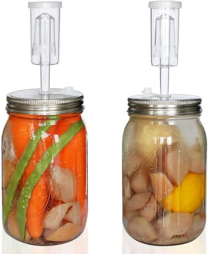 Stainless Steel Fermenting Lids & Airlocks for Wide Mouth Mason Jar | Fermentation Lids 2 set: Fermenter