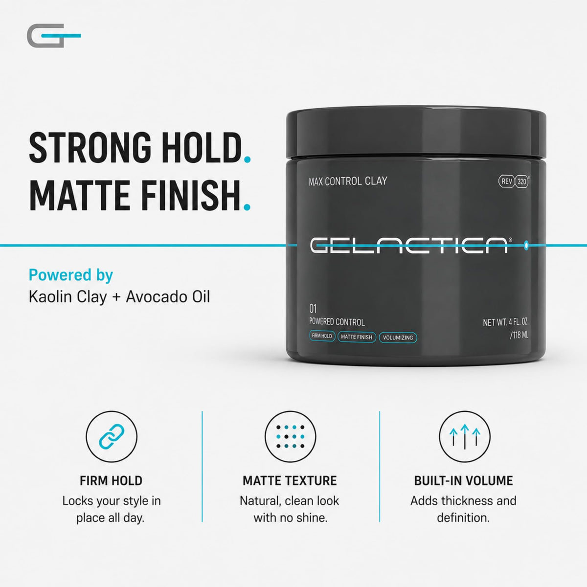 Max Control Hair Clay for Men Matte Finish High Hold 4oz