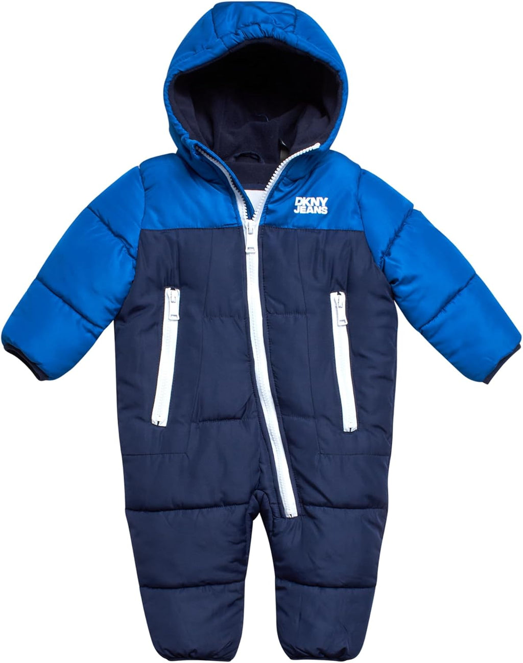 DKNY Baby Boy Snowsuit - Weather Resistant Polar Fleece Lined One Piece Snowsuit Baby Winter Suit With Soft Sherpa Hood