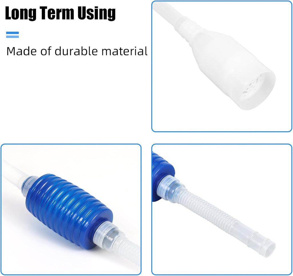 Aquarium Vacuum Siphon, Hand Pump Fish Tank Water Changer, with Fish Net Algae Scraper 5 in 1 Cleaning Set