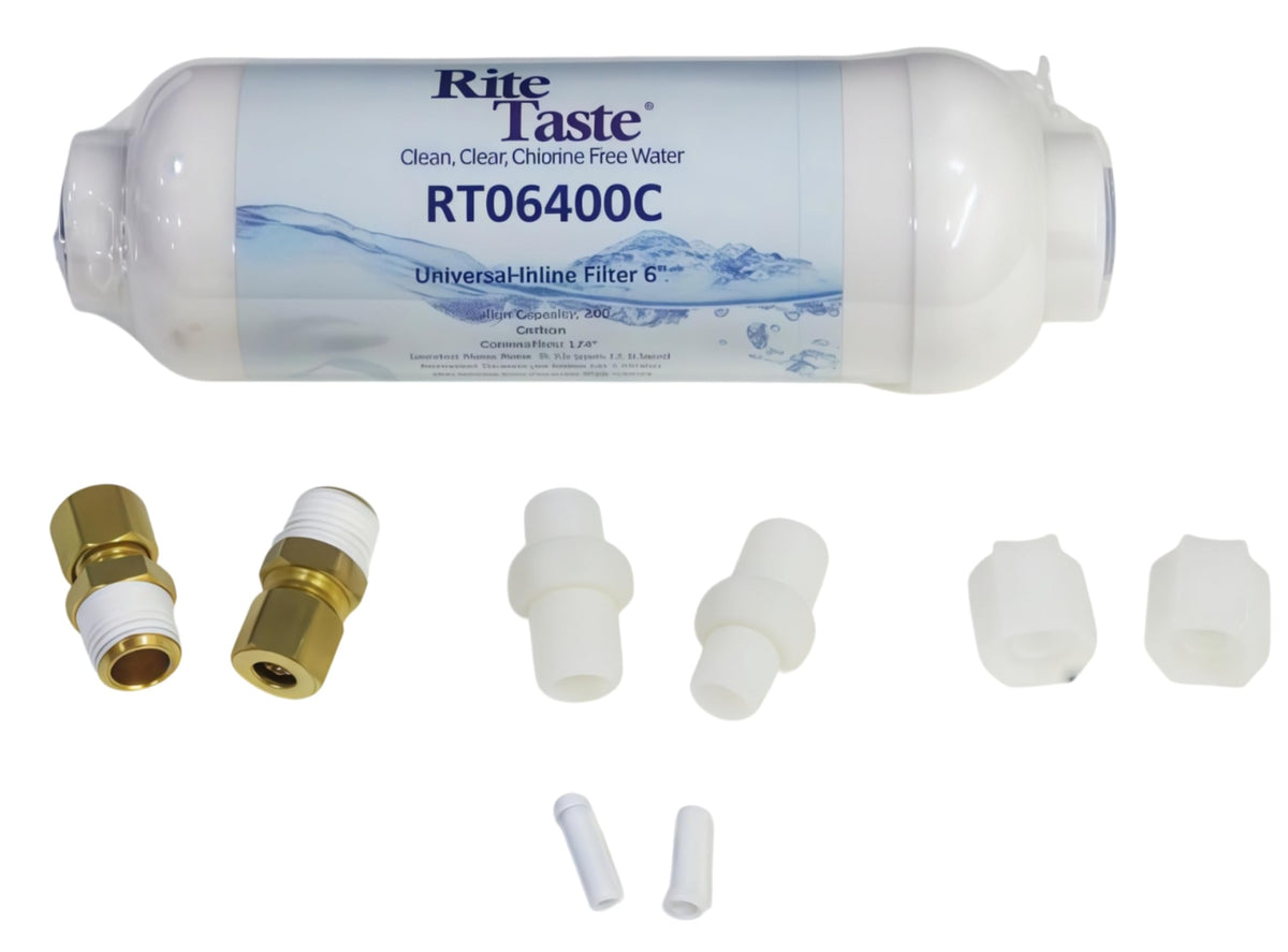 RT06400C Universal Water Filter, 6-inch Carbon Filter, 1/4-inch Connector