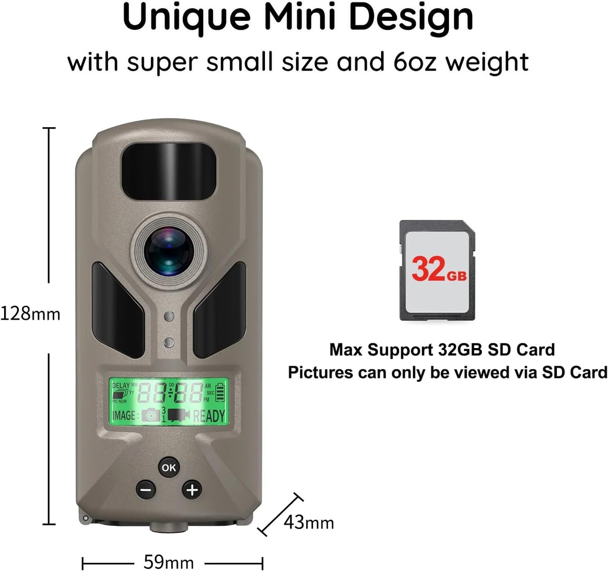 Mini Trail Camera, Night Vision, Motion Activated, Grey | Mini game camera with no glow night vision, motion
