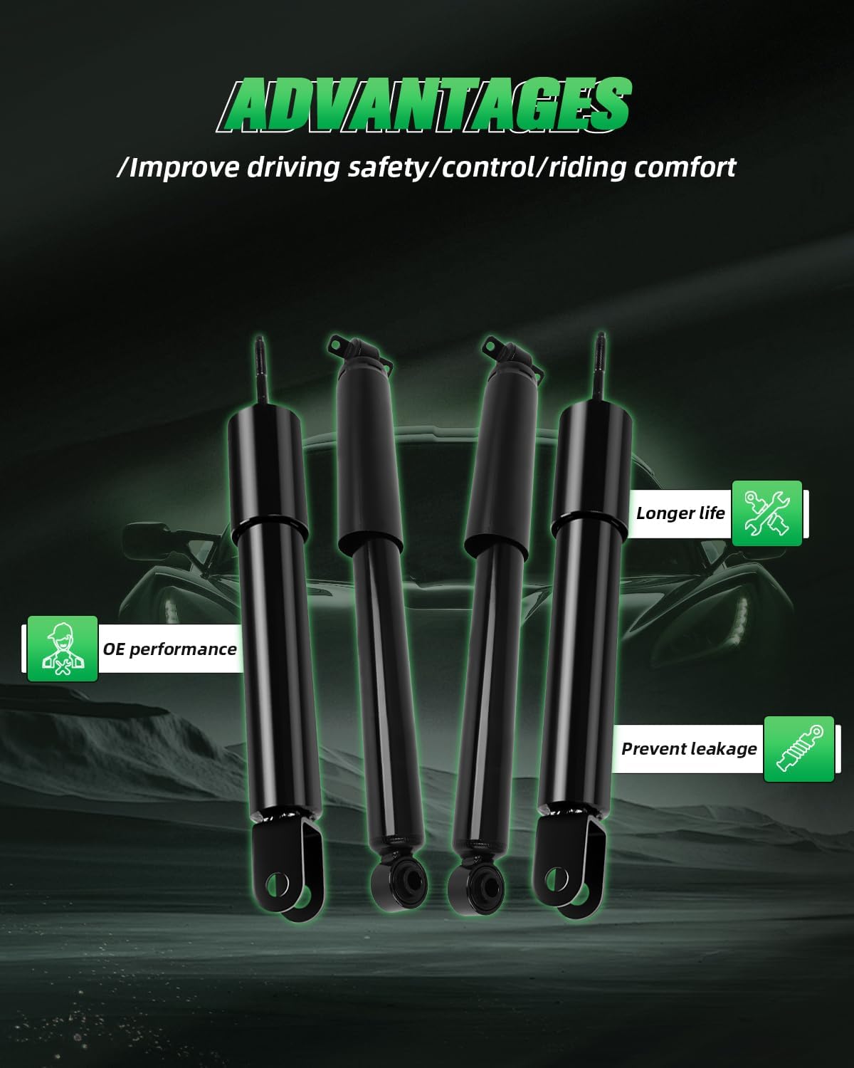 SCITOO Front Rear Shocks 4pcs for Hummer H3 Shock Absorbers