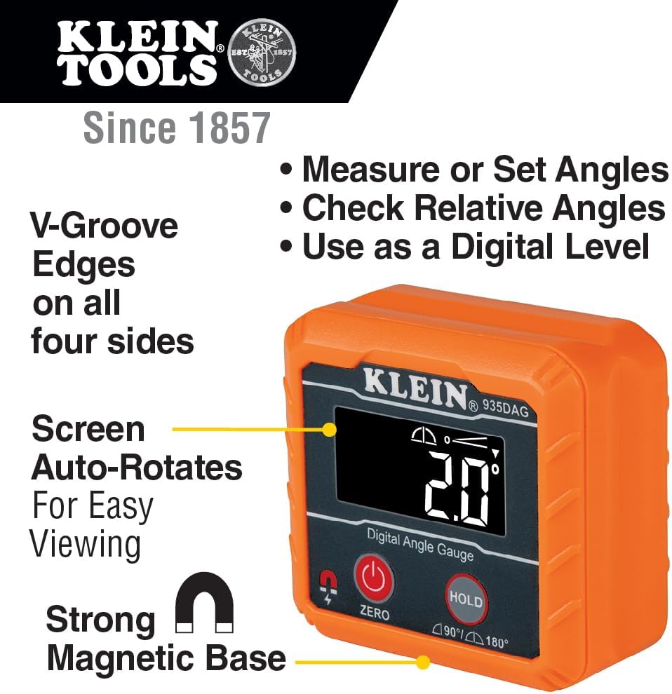 Klein Tools 80035 Digital Level and Angle Gauge & Plumbers Straps Kit, 2-Pc