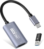 Video Capture Card, USB3.0 HDMI to USB-C Capture Device, 2K@30FPS | Stream & Record Gameplay at 1080P@60FPS