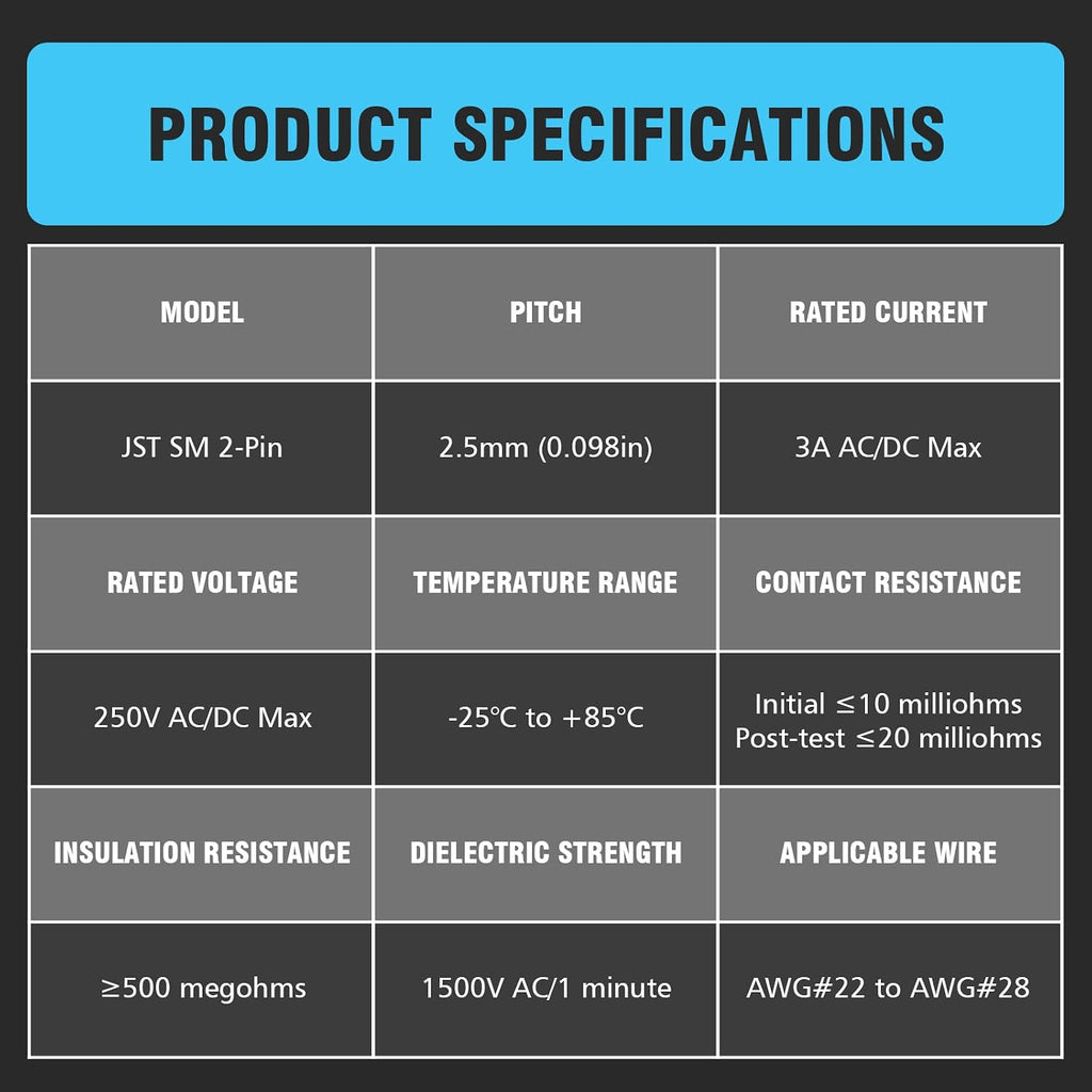 CQRobot JST SM 2.5mm Pitch 2-Pin Electronic Computer Connector Adapter