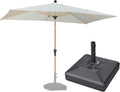 6.5' x 10' Outdoor Umbrella with Base Patio Umbrella Rectangular Outdoor Table Umbrella with Push Button Tilt & Crank
