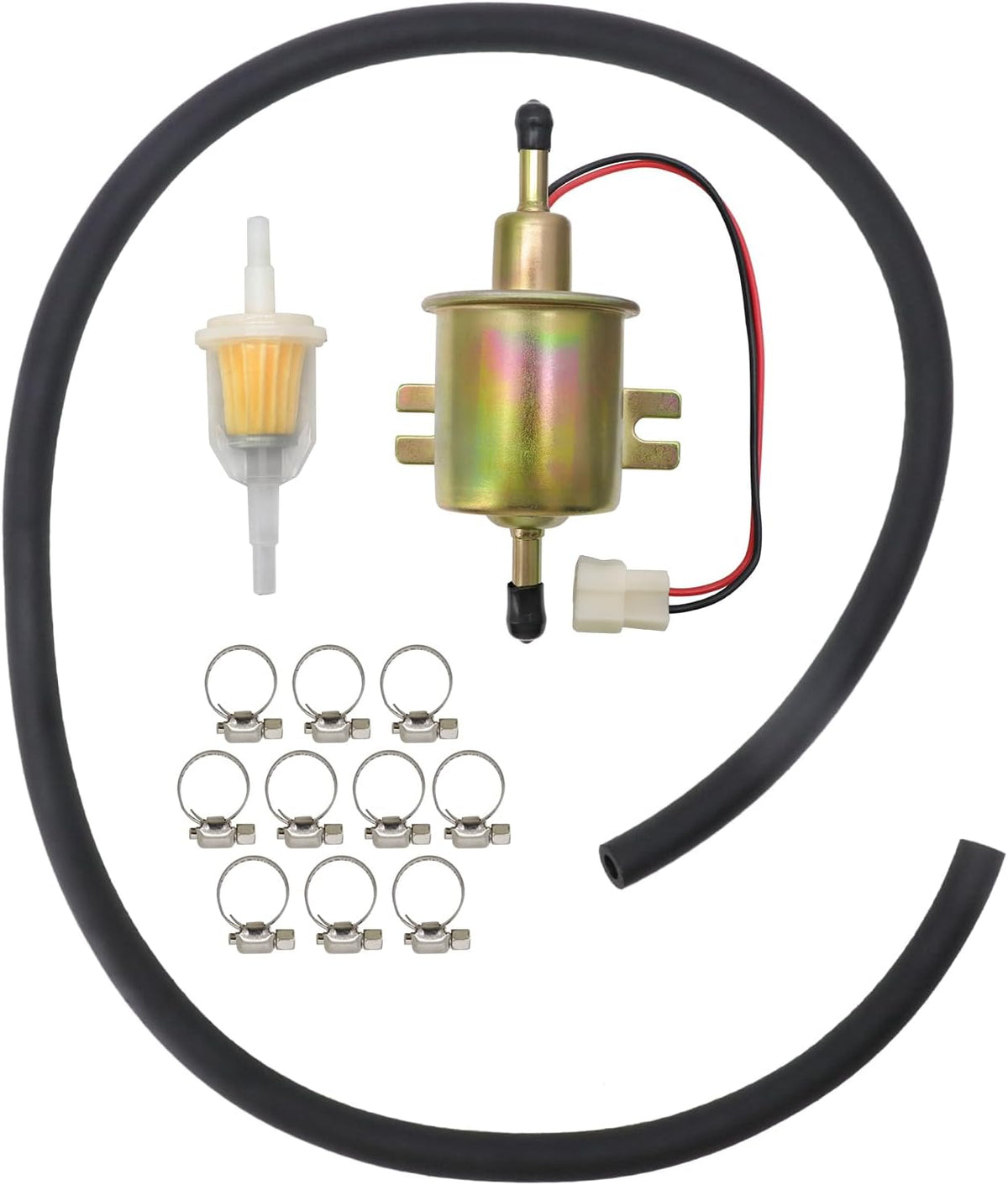 Electric Fuel Pump Kit Universal for All 12V Cars Trucks Boats Carburetor Lawn Mower, DC 12V (3-6PSI) Electric Fuel