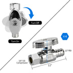 4 Pack Stop Valves, 1/4 Turn Straight Stop Valves