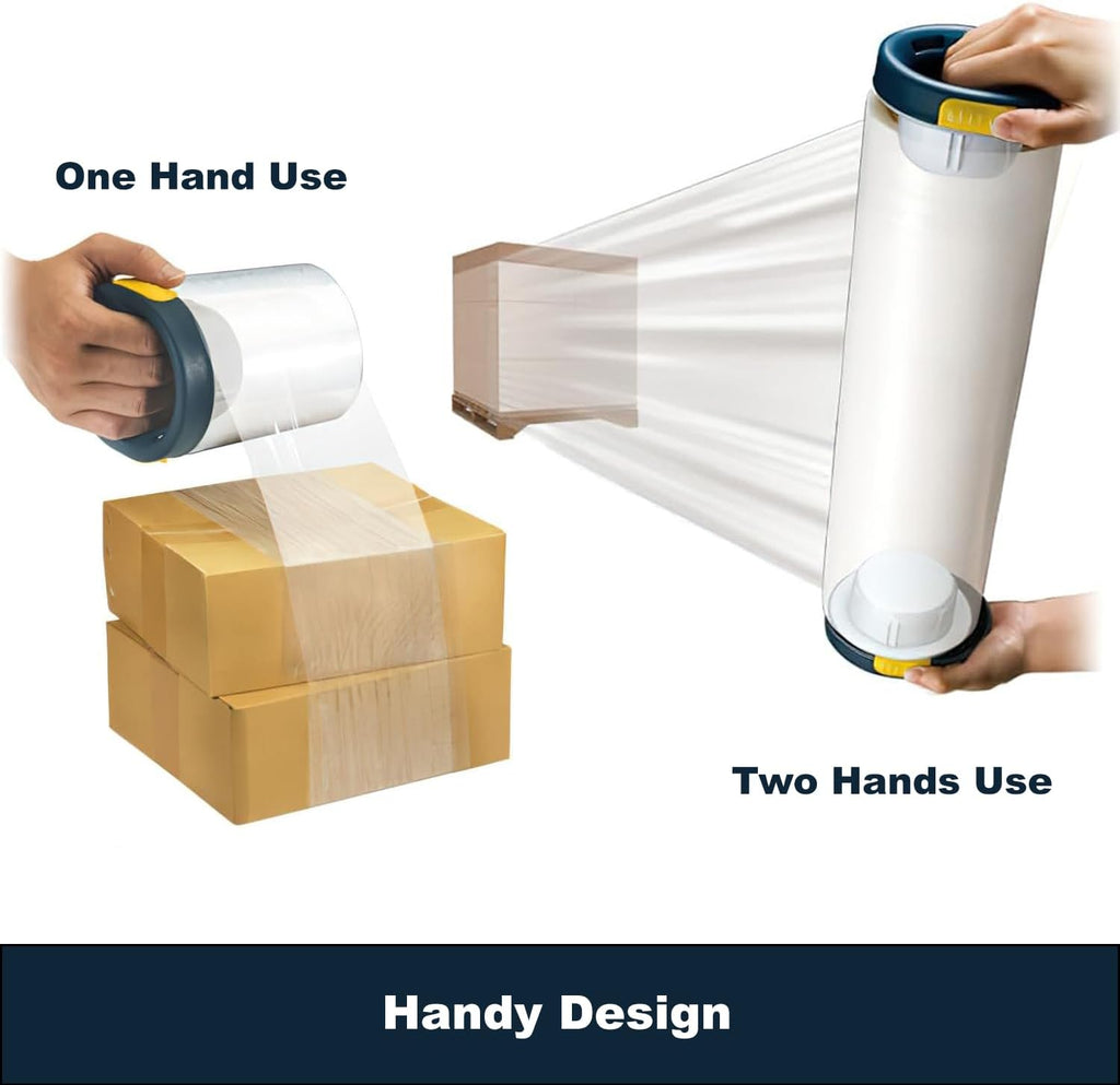 MDJ by Excell Stretch Wrap Film Dispenser with a Brake, Hand Saver for Easy Pallet Packaging, Wrap Handle for Shrink