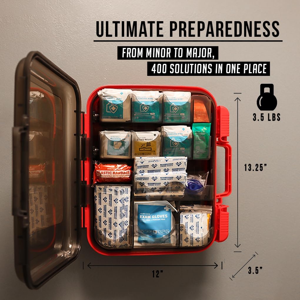 400 Pcs OSHA/ANSI Compliant First Aid Kit Type III Class A Medical Kit Professional Med Kit Supplies for Contractors