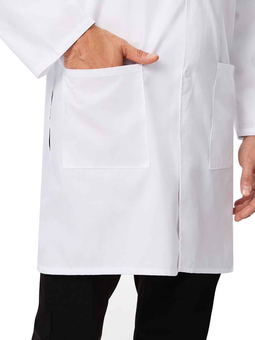 White Lab Coat for Men, Long Sleeve Doctor Coat with 3 Pockets