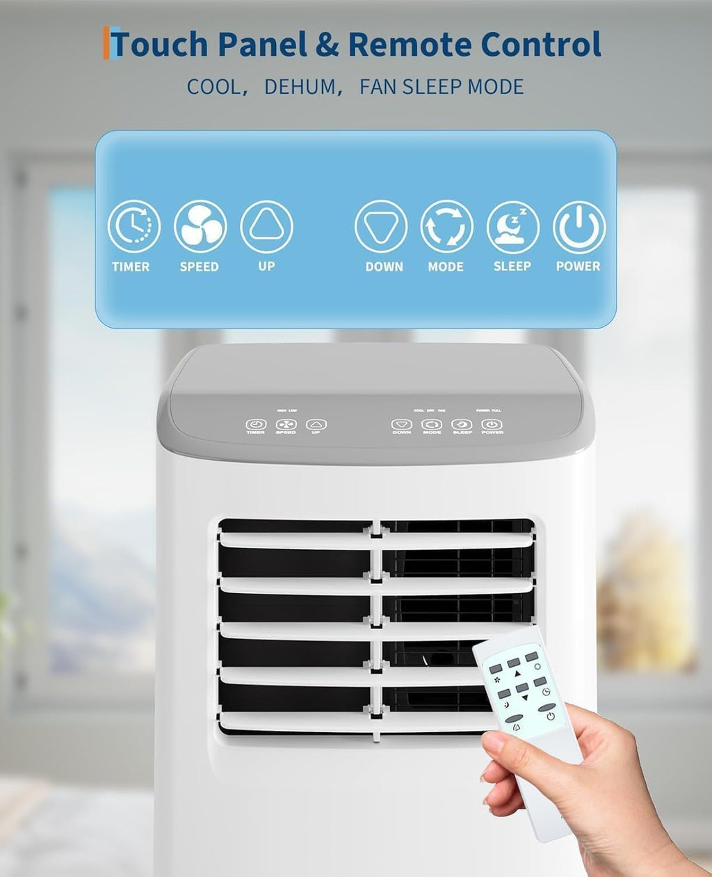 3-in-1 Portable Air Conditioner, 8,000 BTU Portable AC Unit with Cooling, Dehumidifier & Fan for Rooms up to 350