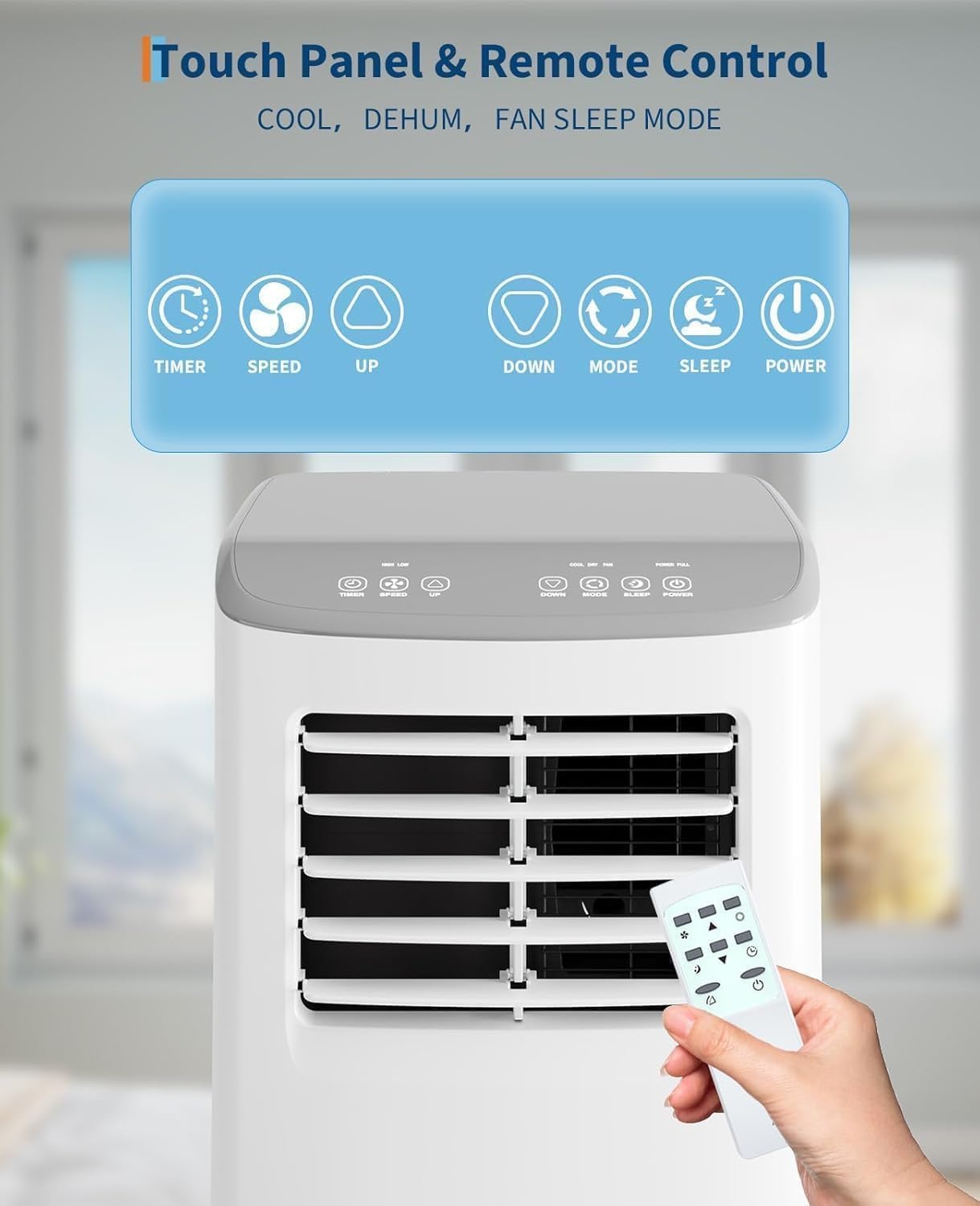 3-in-1 Portable Air Conditioner, 8,000 BTU Portable AC Unit with Cooling, Dehumidifier & Fan for Rooms up to 350