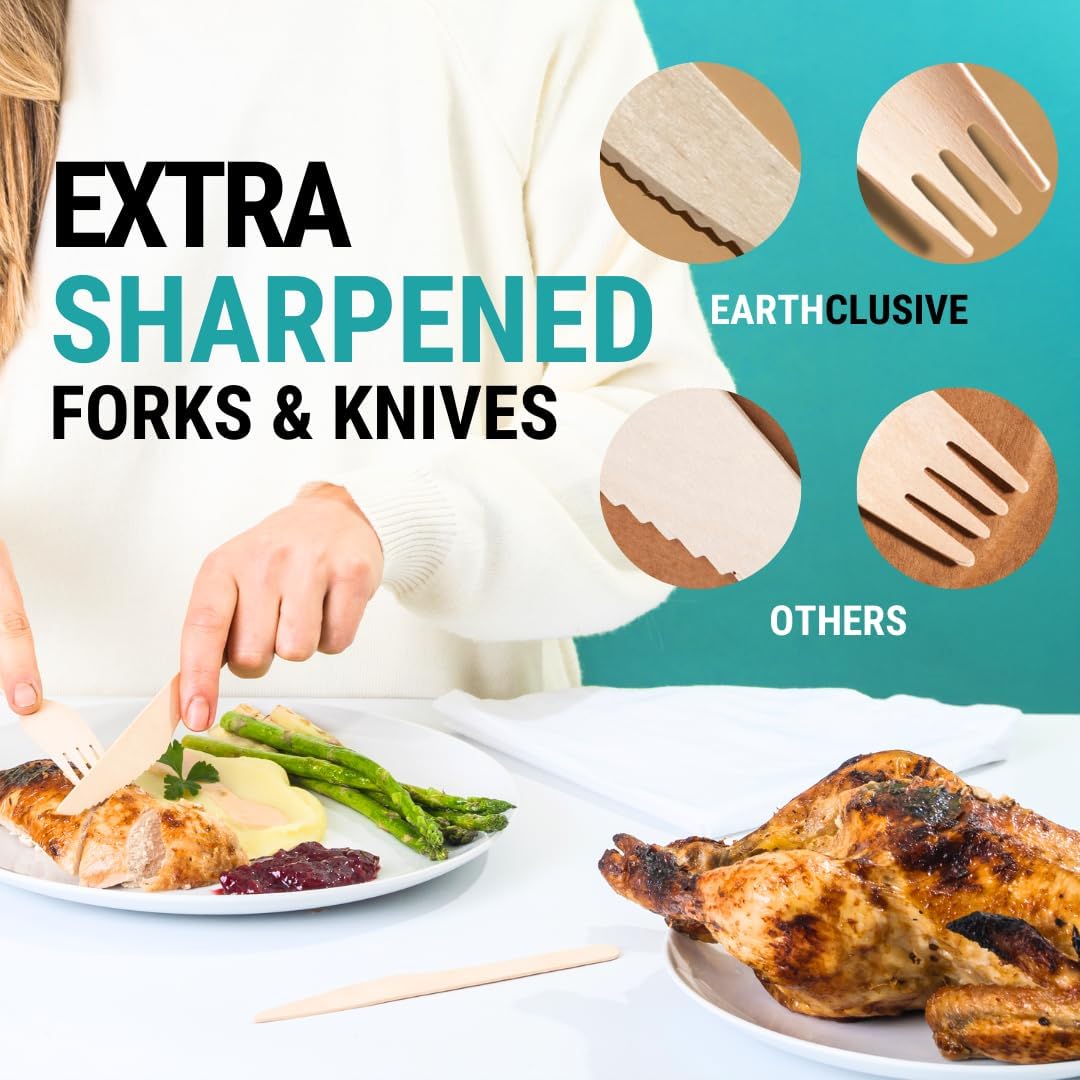 Disposable Wooden Cutlery Set - 300pcs