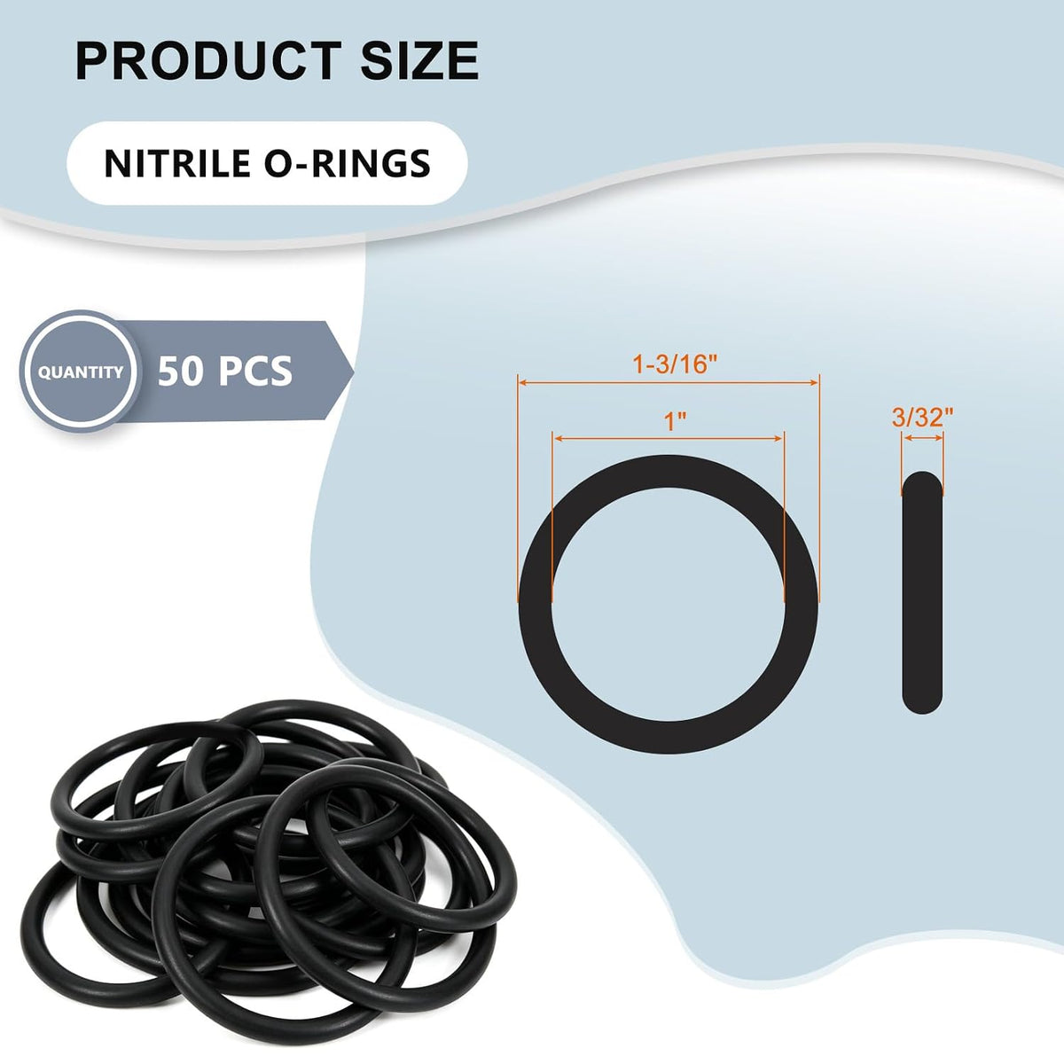 120 Buna-N O-Ring 70 Duro, 1" ID x 1-3/16" OD x 3/32" Width