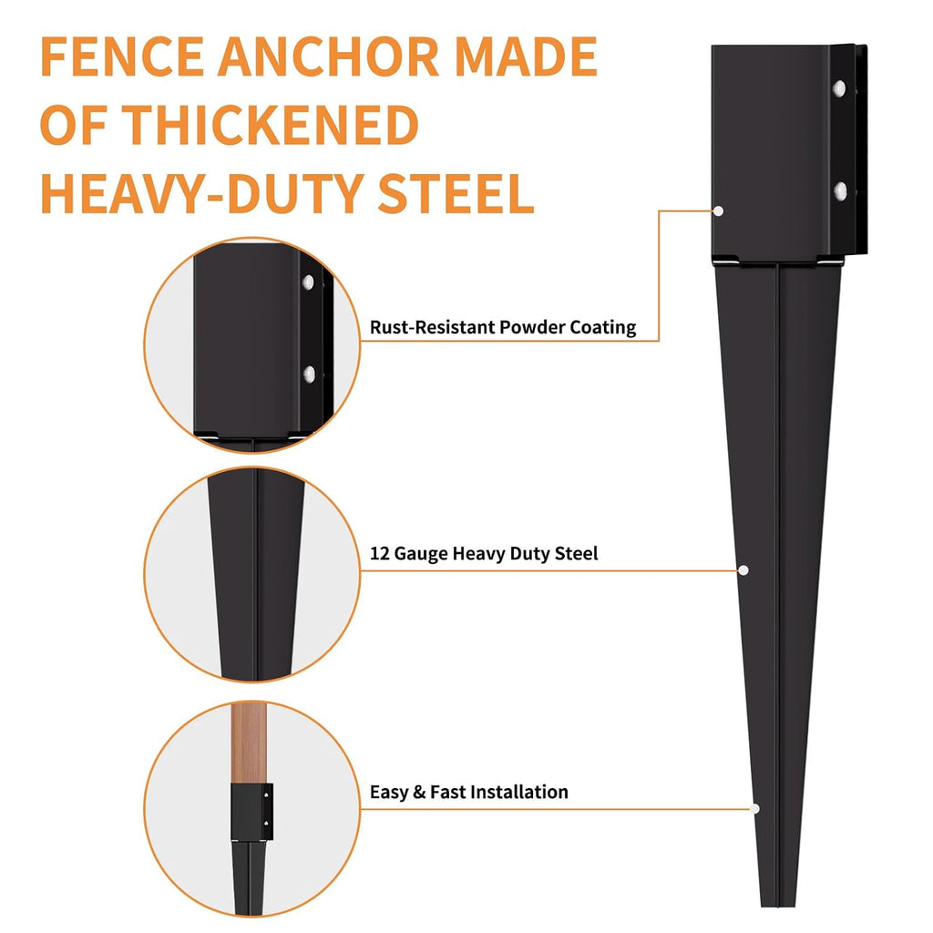 24 Inch 4x4 Fence Post Anchor Ground Spike (Fit 3.6"x3.6")